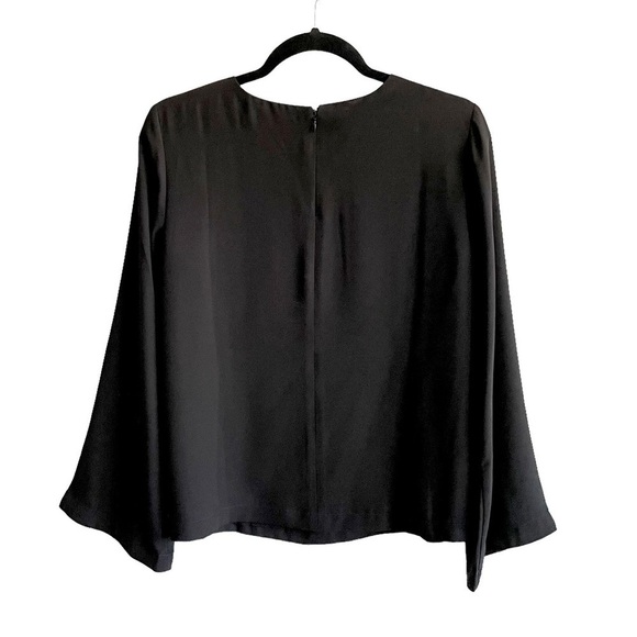 BANANA REPUBLIC Black Crew Neck Long Wide Bell Sleeve Blouse XS - Picture 4 of 5